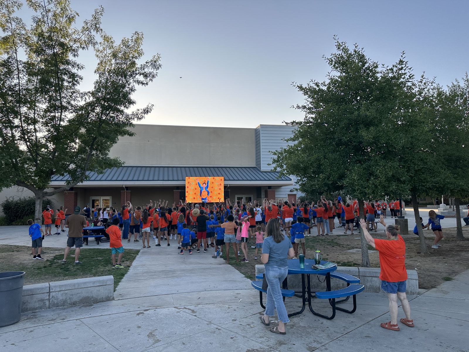 School crowd at an outdoor event