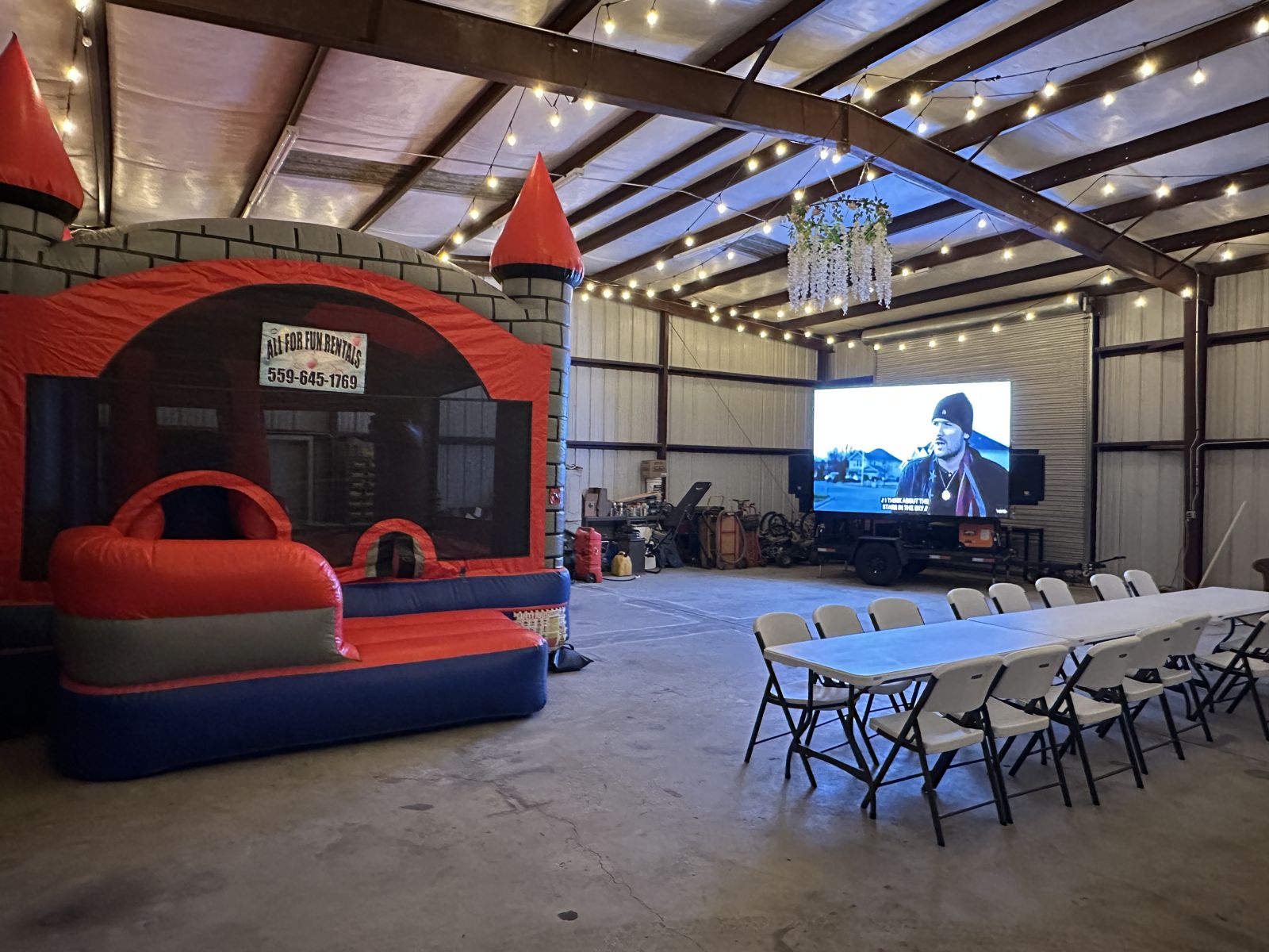 Indoor event with inflatables and the LED wall