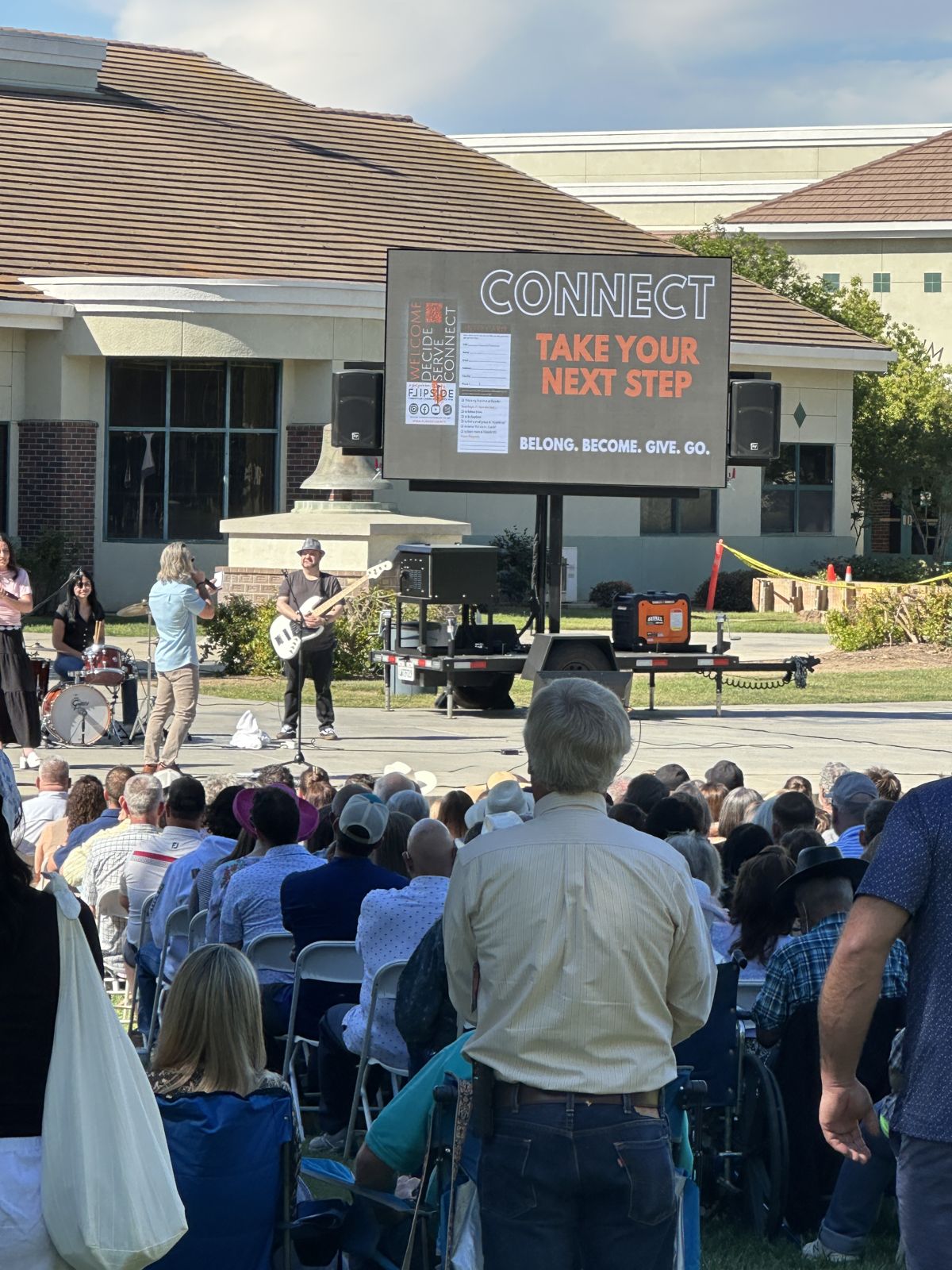 Church service with the LED wall displaying announcements