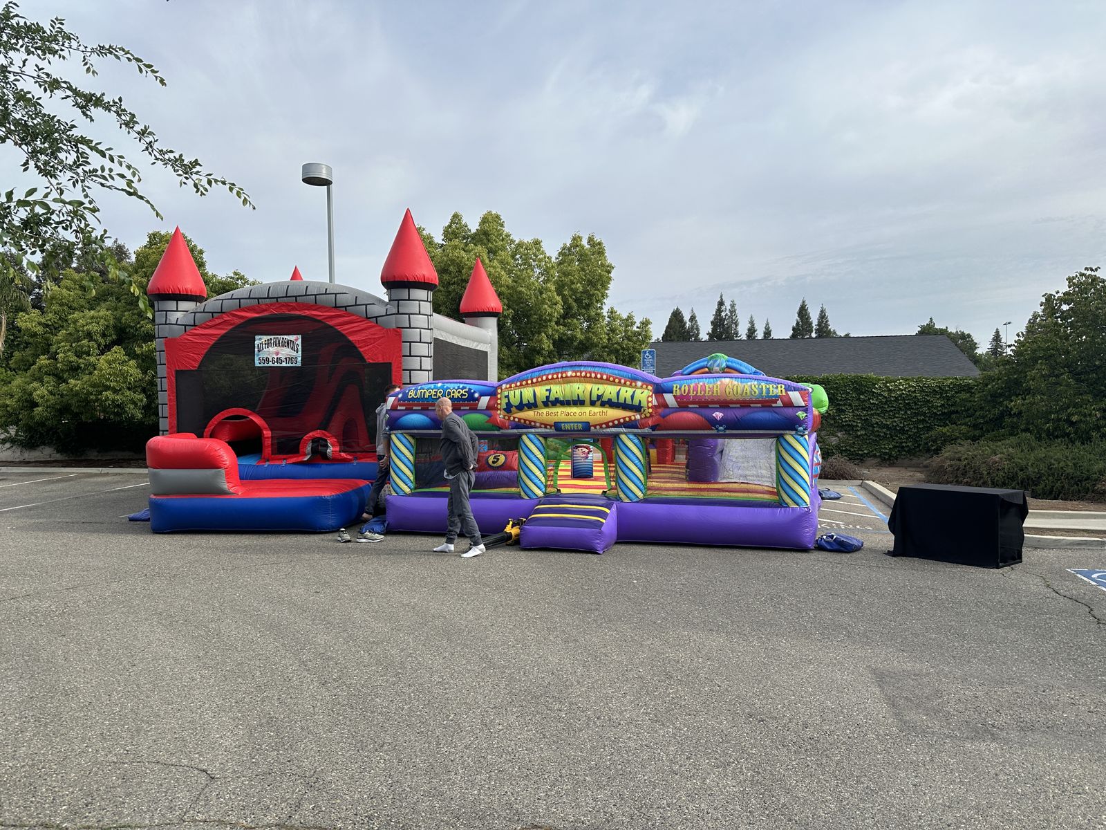 Inflatable attractions at an event venue